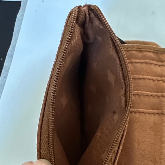 Fossil Vintage Brown and Cream Striped Tri-Fold Leather Wallet - Picture 8 of 14